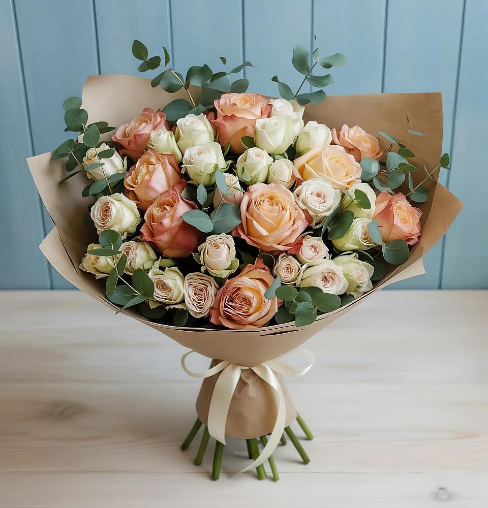 Букет цветов из: Альстромерии и Розы в Лисино-Корпус