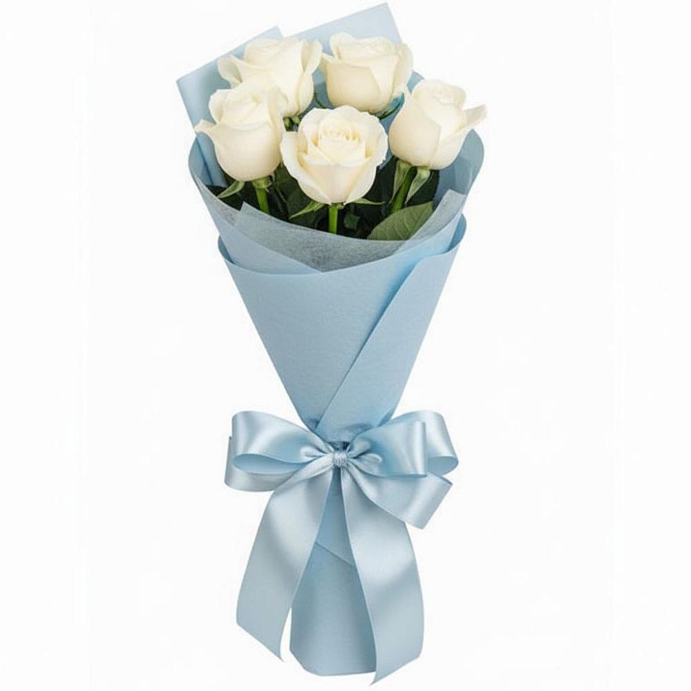 Букет 5 Белых роз Проуд в Лисино-Корпус