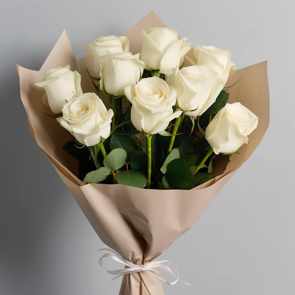 Букет 9 Белых роз Эдлесс Лав в Лисино-Корпус
