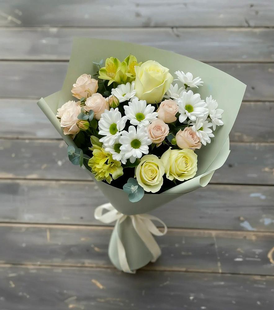 Букет цветов из: Альстромерии, Розы и Хризантемы в Лисино-Корпус