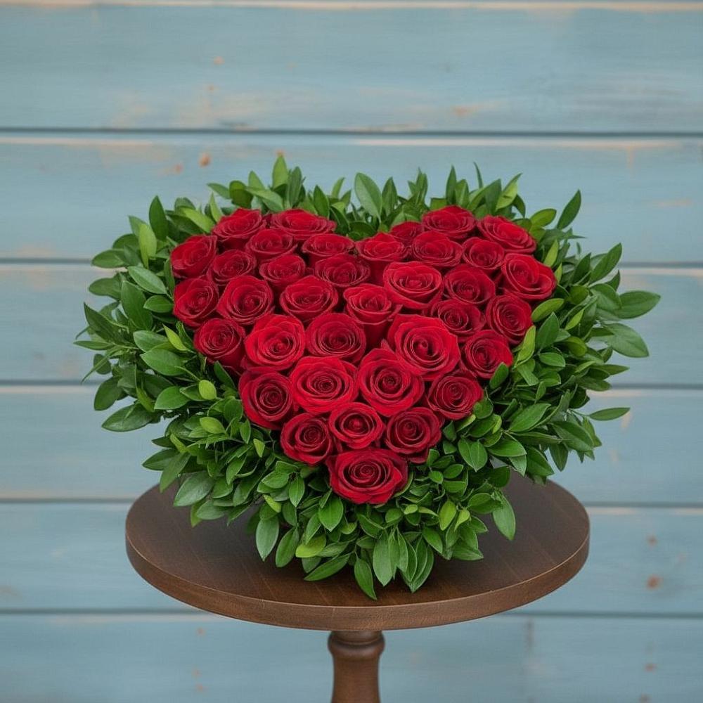 Цветочная композиция из Розы в виде сердца в Лисино-Корпус