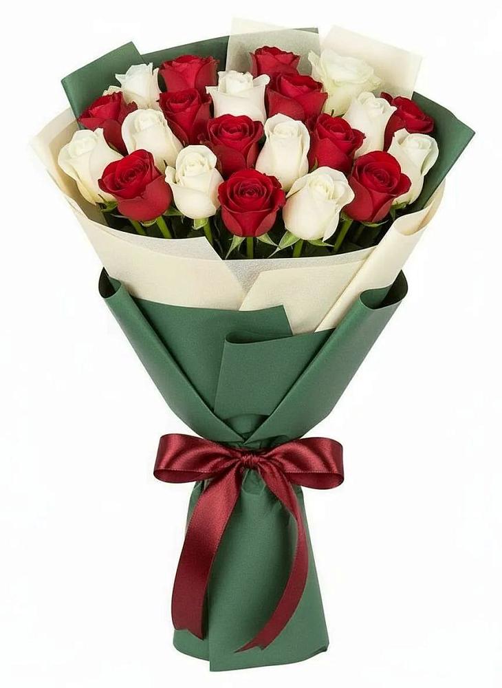 Букет Микс из красных и белых роз в Лисино-Корпус