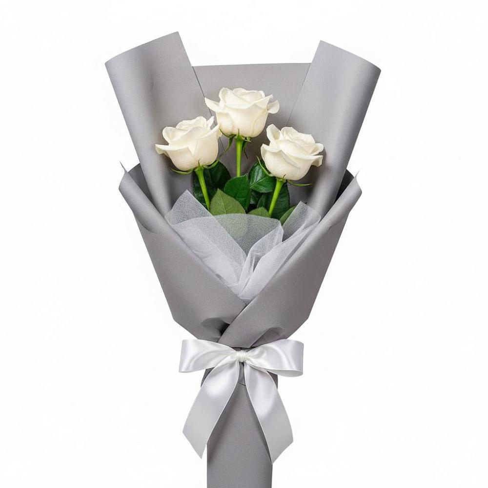 Букет 3 белые розы в Лисино-Корпус