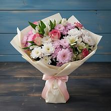 Букет цветов из:  Хризантемы, Альстромерии и Розы в Лисино-Корпус