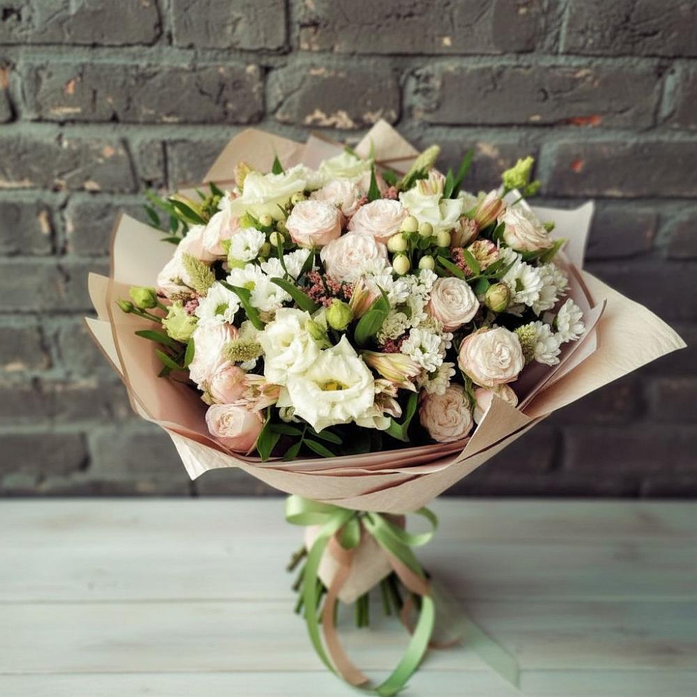 Букет цветов из: Альстромерии, Розы и Хризантемы в Лисино-Корпус