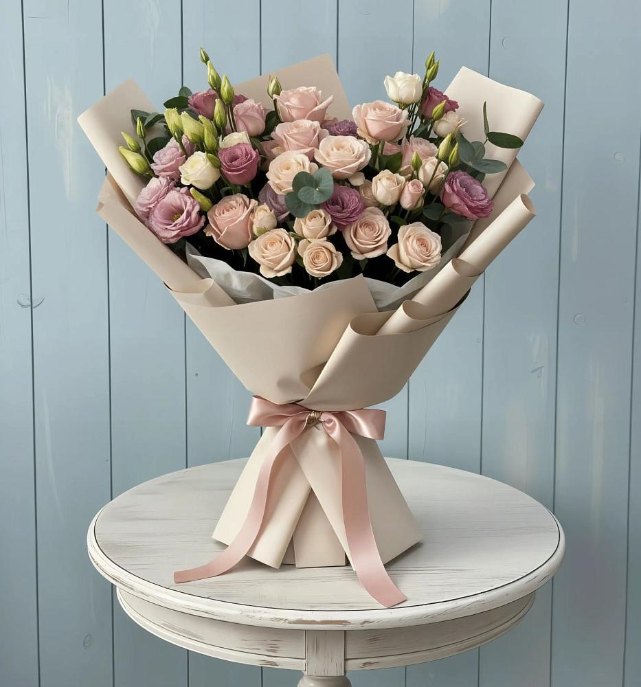 Букет цветов из: Розы и Лизиантусы в Лисино-Корпус