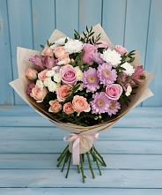 Букет цветов из:  Хризантемы, Розы и Альстромерии в Лисино-Корпус