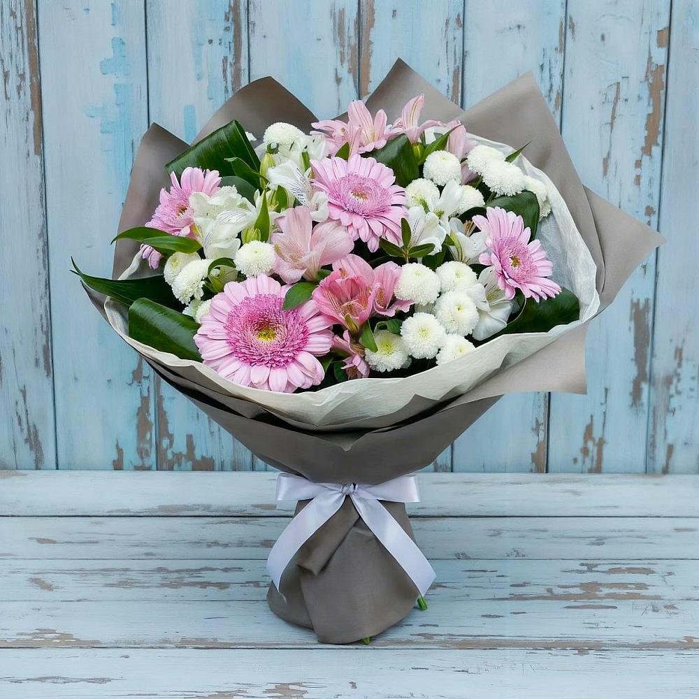 Букет цветов из: Герберы, Альстромерии и Хризантемы в Лисино-Корпус